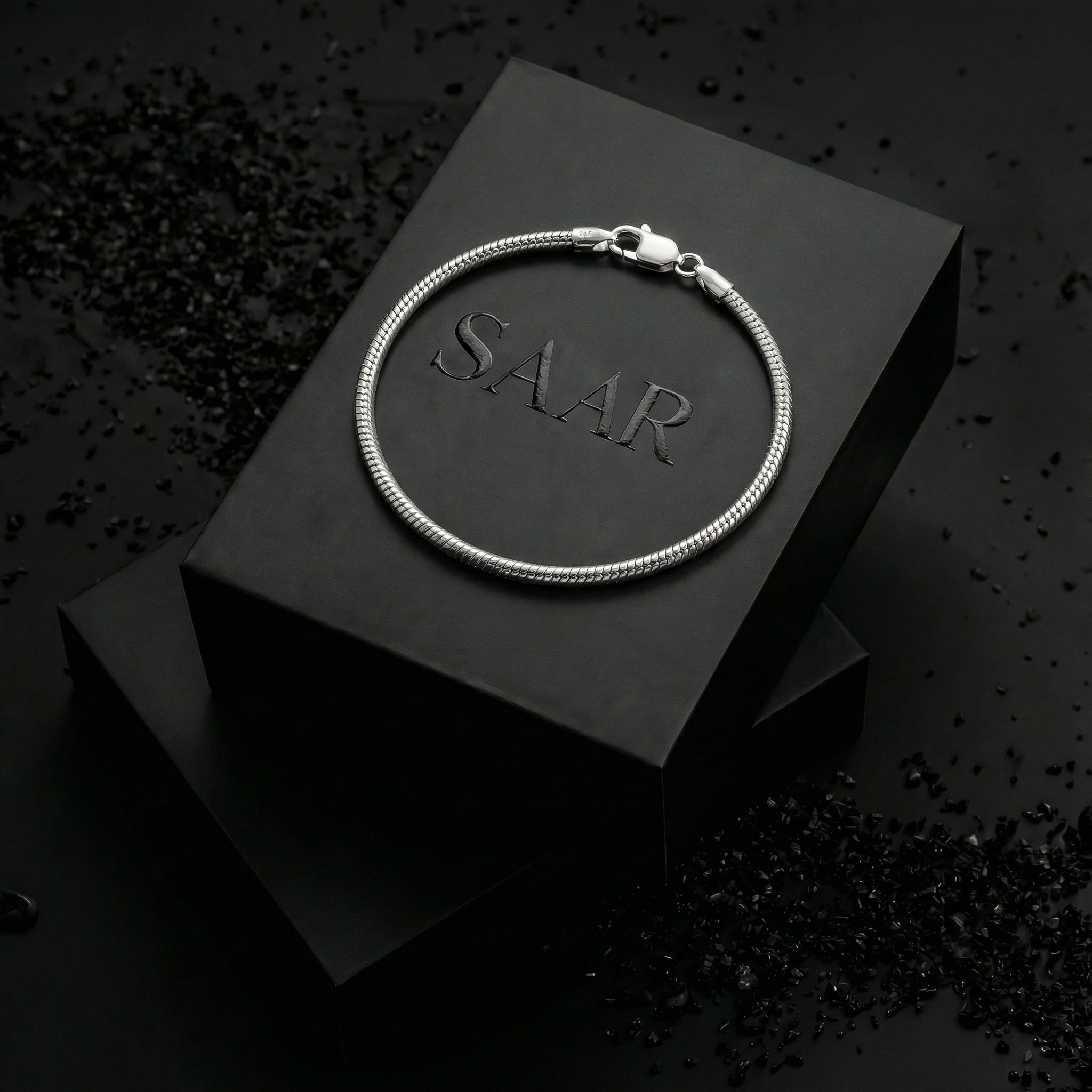 Asher Snake Skin 925 Silver Chain 2mm - Men's Bracelets - Saar Co