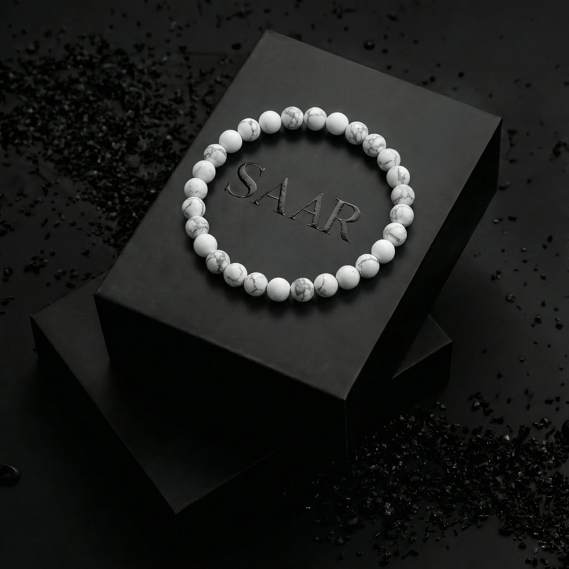 Howlite white and light grey gemstone Bracelet for Men