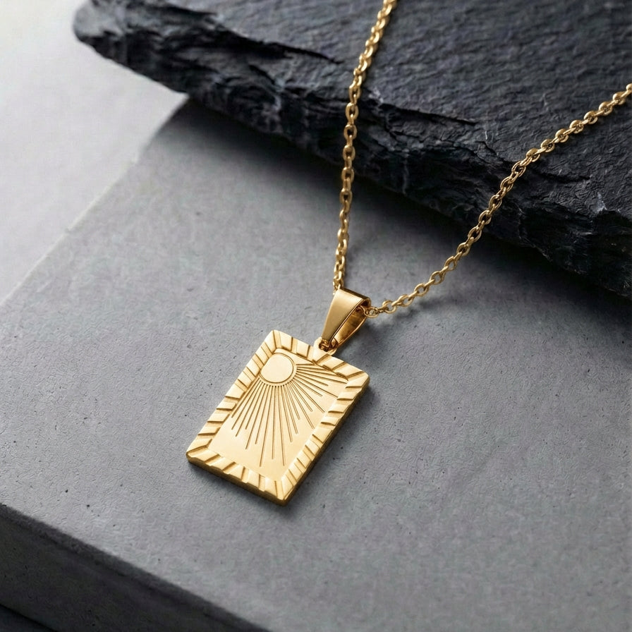 Stainless Steel Sun Gold Pendant and chain