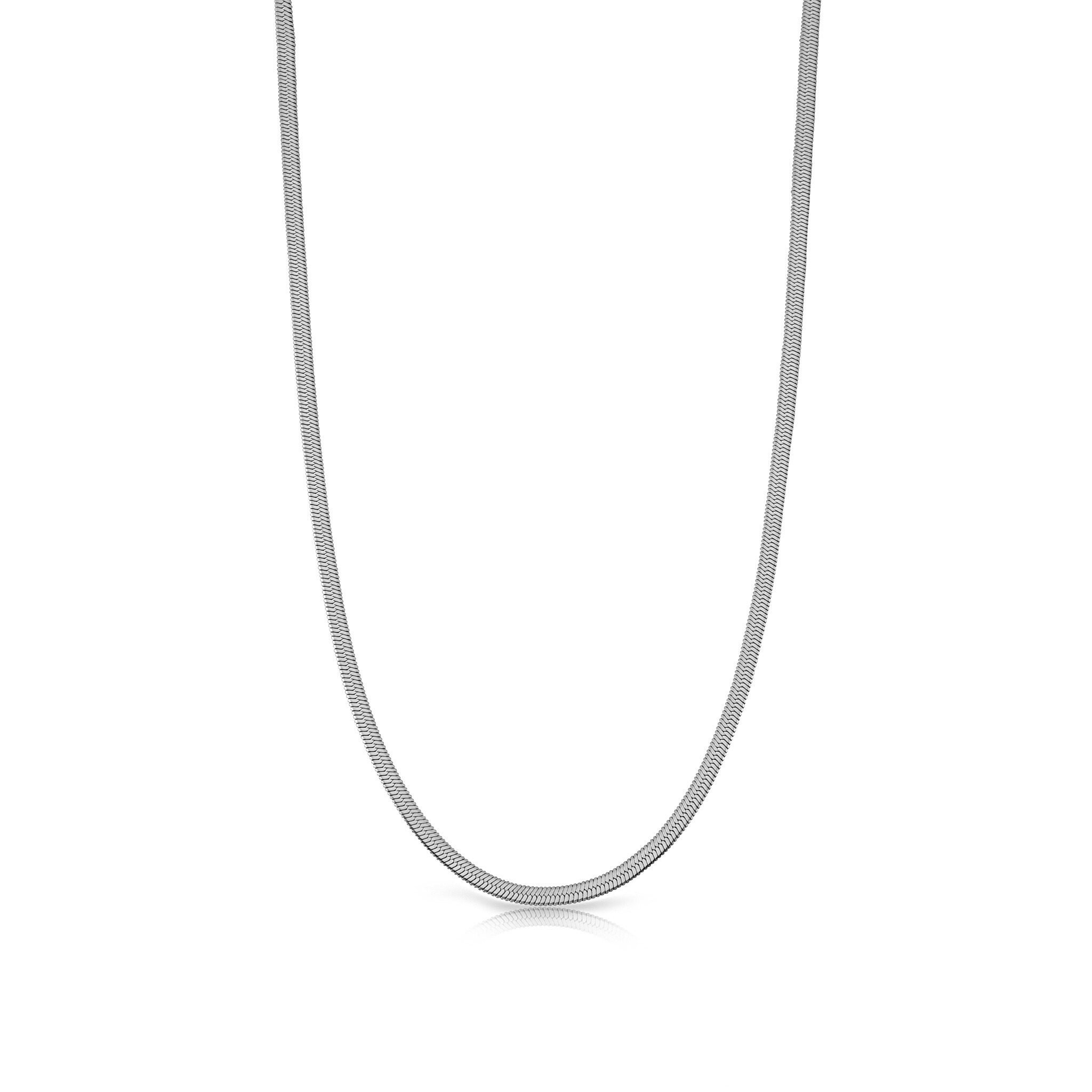 Ale, a polished stainless steel Snake Skin Chain for women.