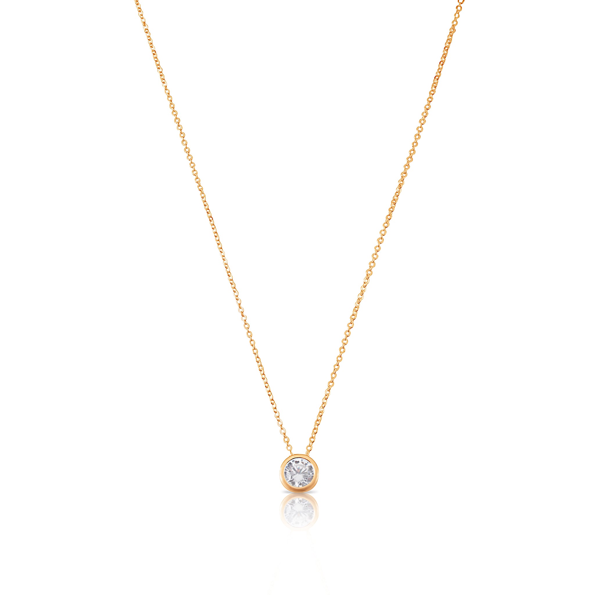 SAAR CO's Nicola. A delicate, Gold Vermeil chain, finished with a single cubic zirconia stone.