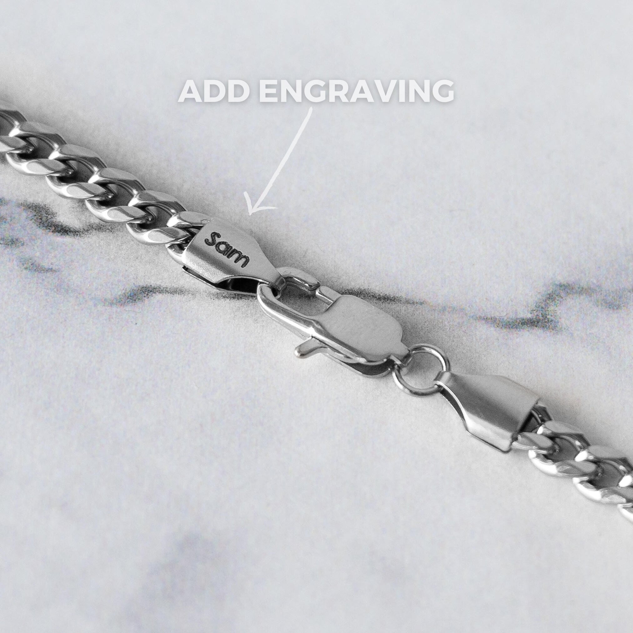 Stainless Steel Cuban Link Chain engraved