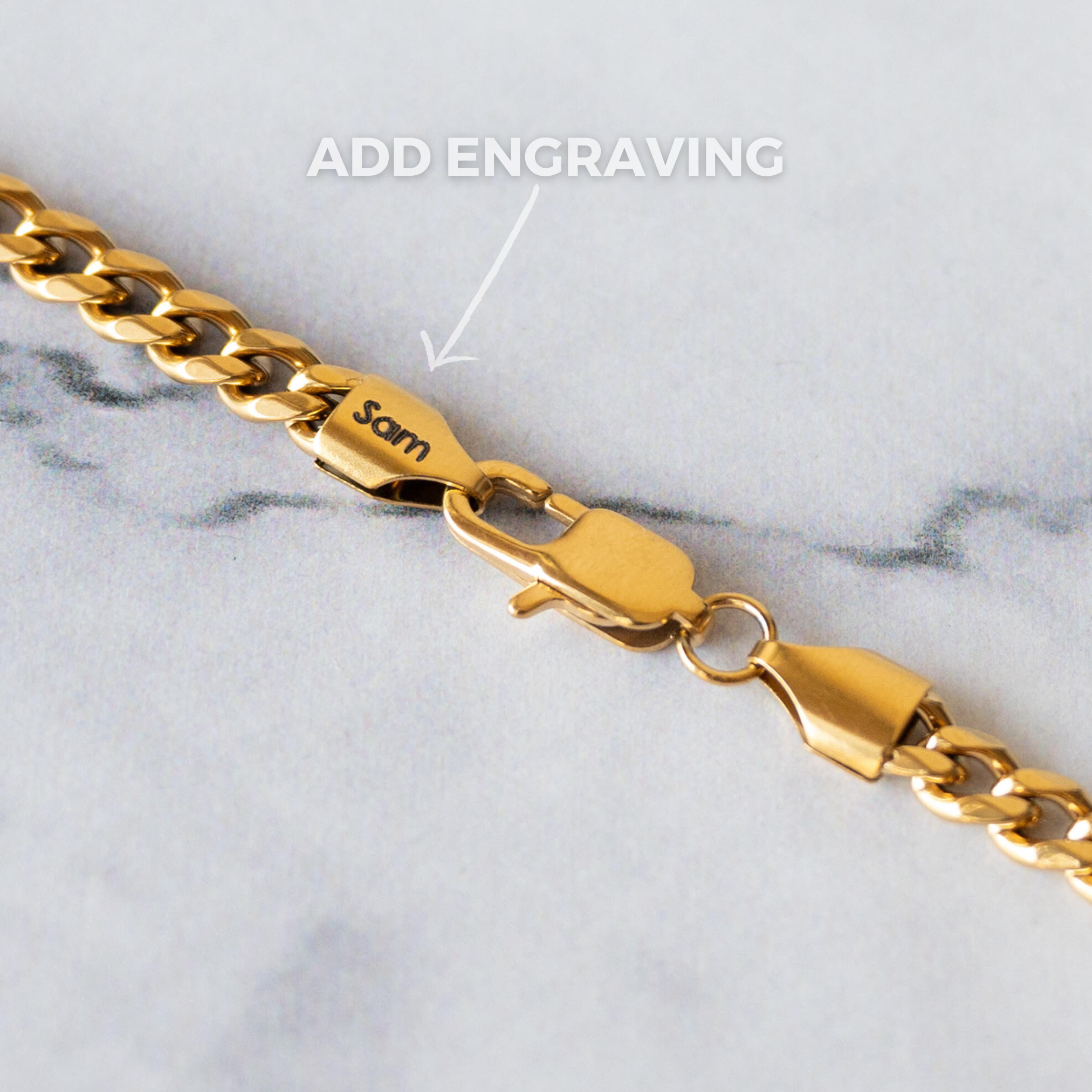 18 K Gold Plated Cuban Link Chain engraved