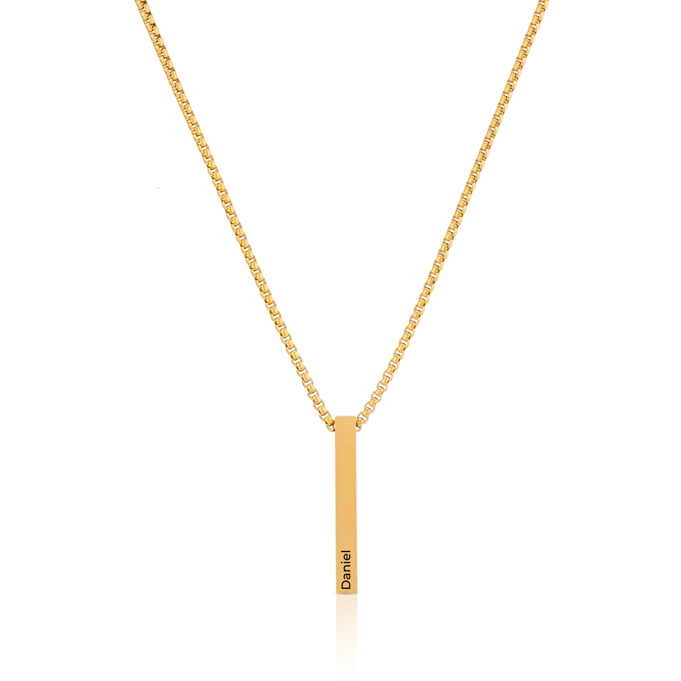 18 K Gold Plated Box Chain and engraving plate engraved