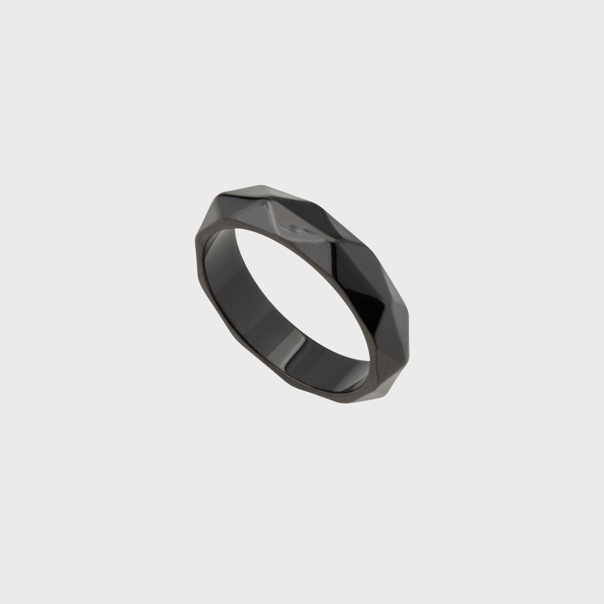 Stainless Steel Geometric Shaped Ring in Black 