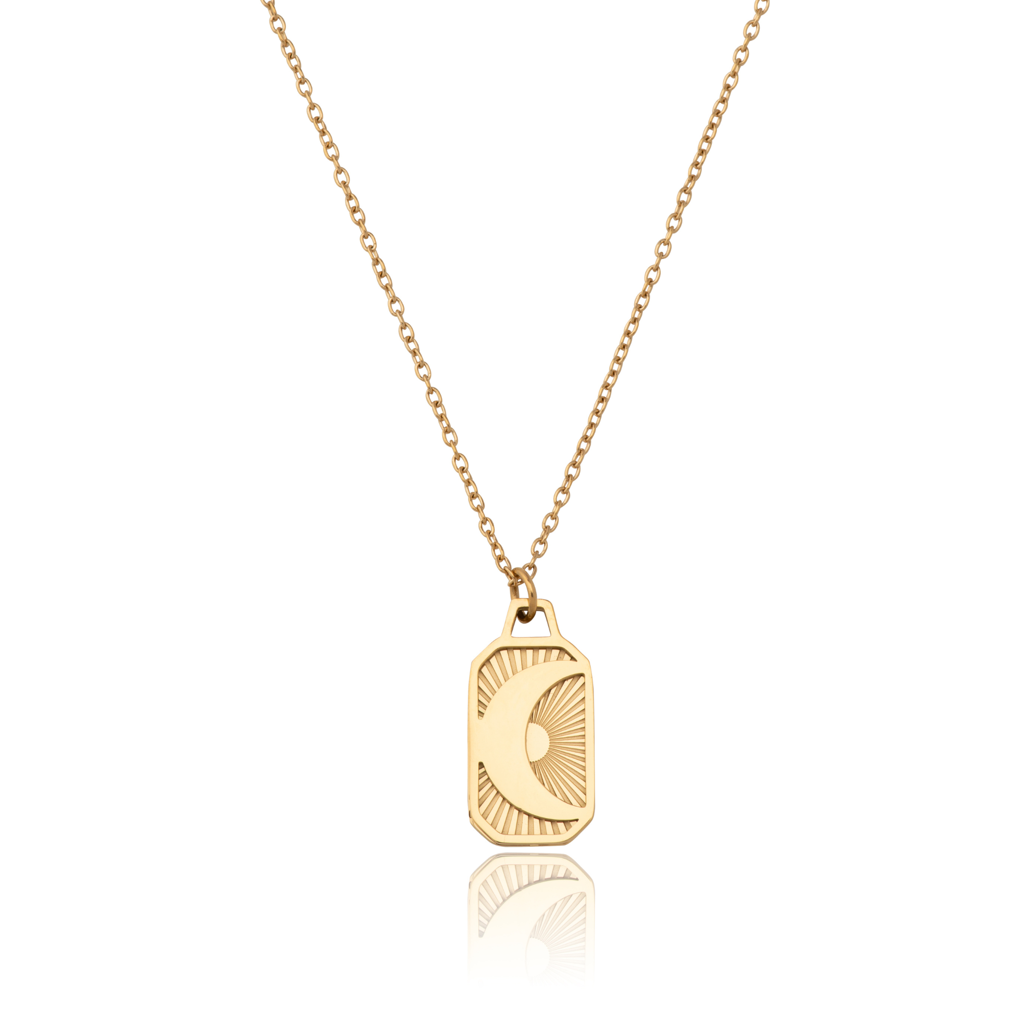18 K Gold Plated Crescent Moon Pendant and Chain