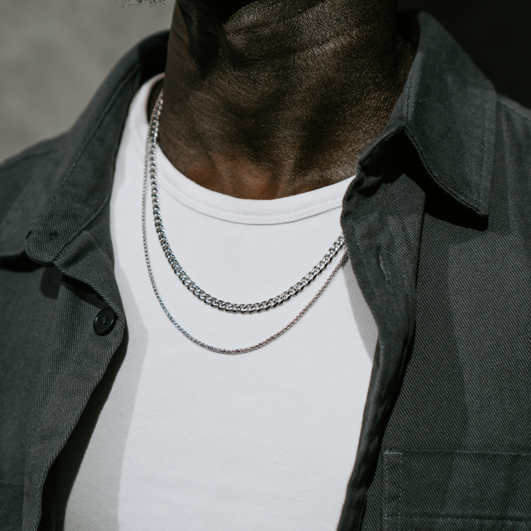 Stainless Steel box chain and Cuban link chain set