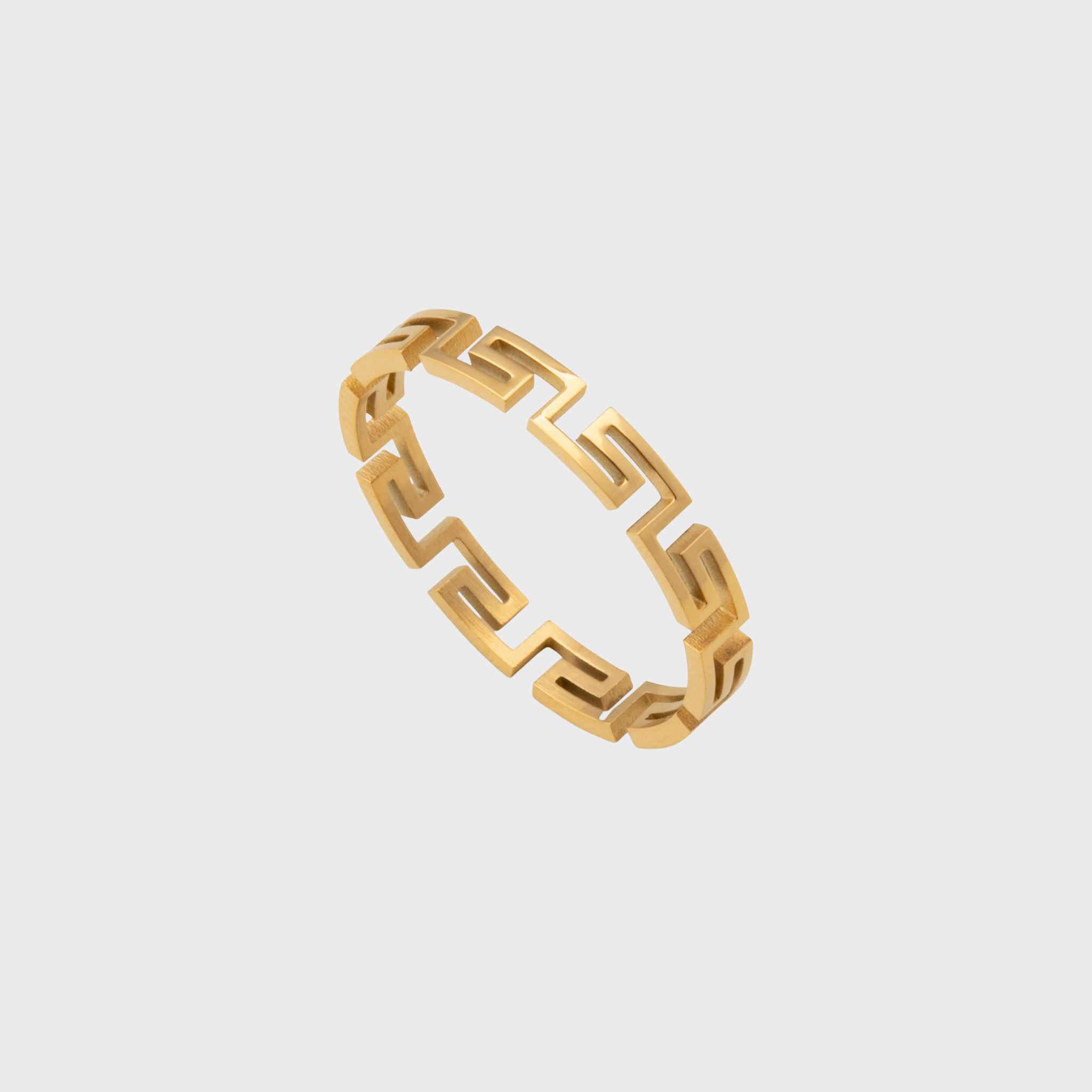 18 K Gold Coated Greek Key Pattern Ring