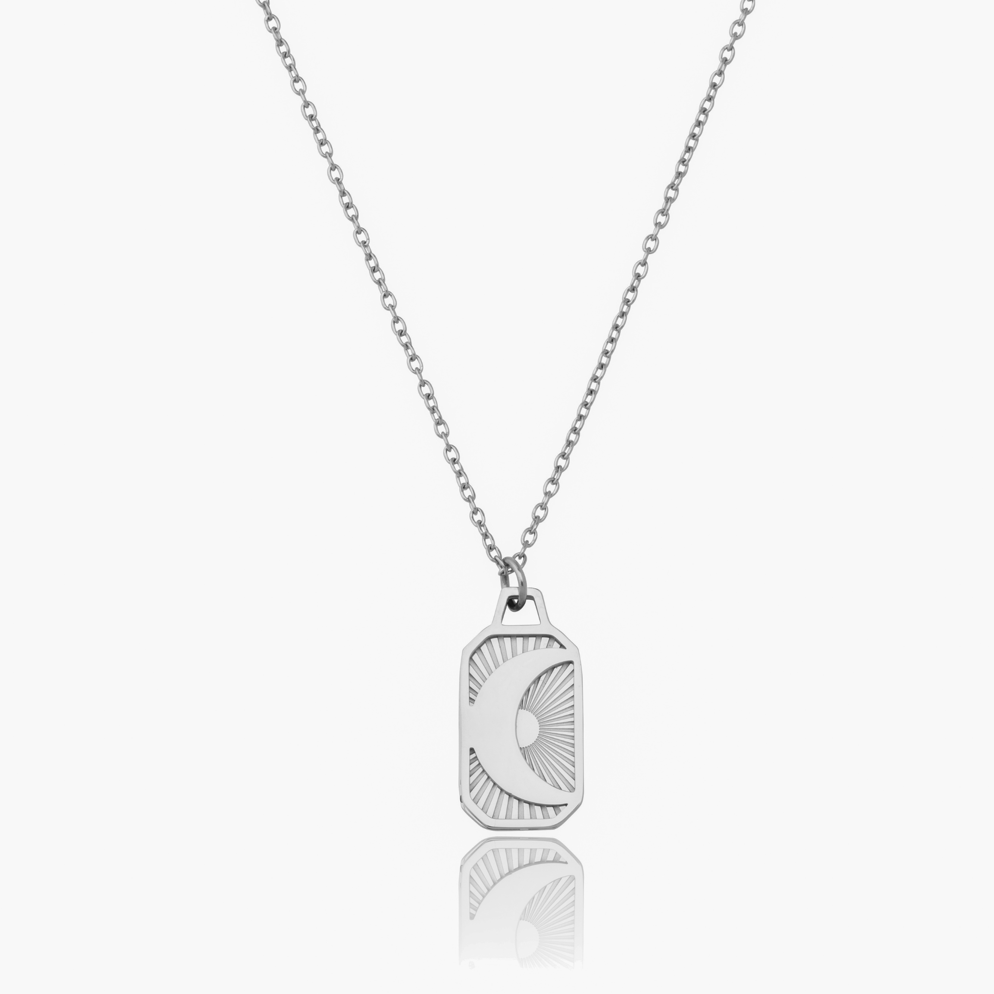 Stainless Steel Crescent Moon Pendant and Chain