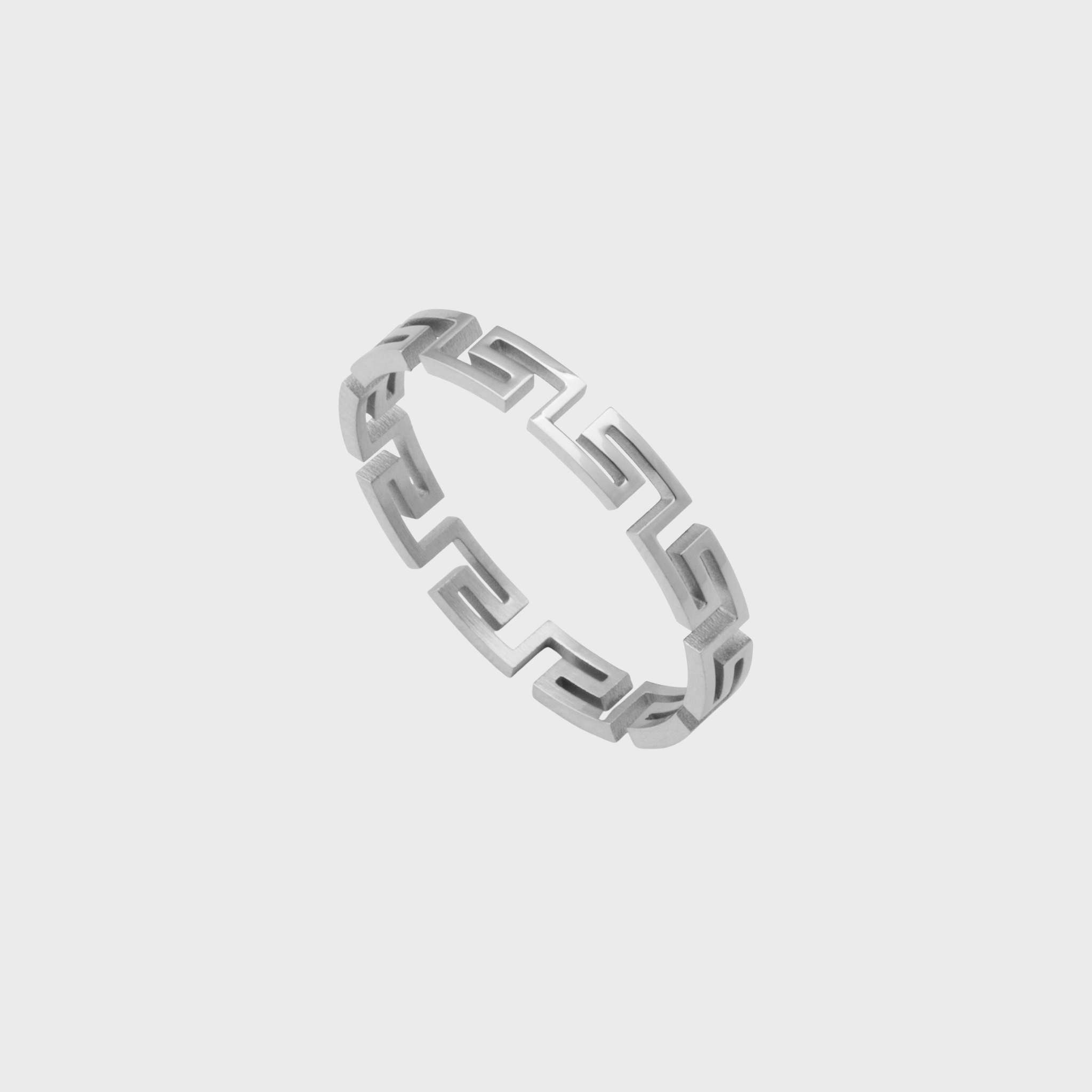 Stainless Steel Greek Key Pattern Ring