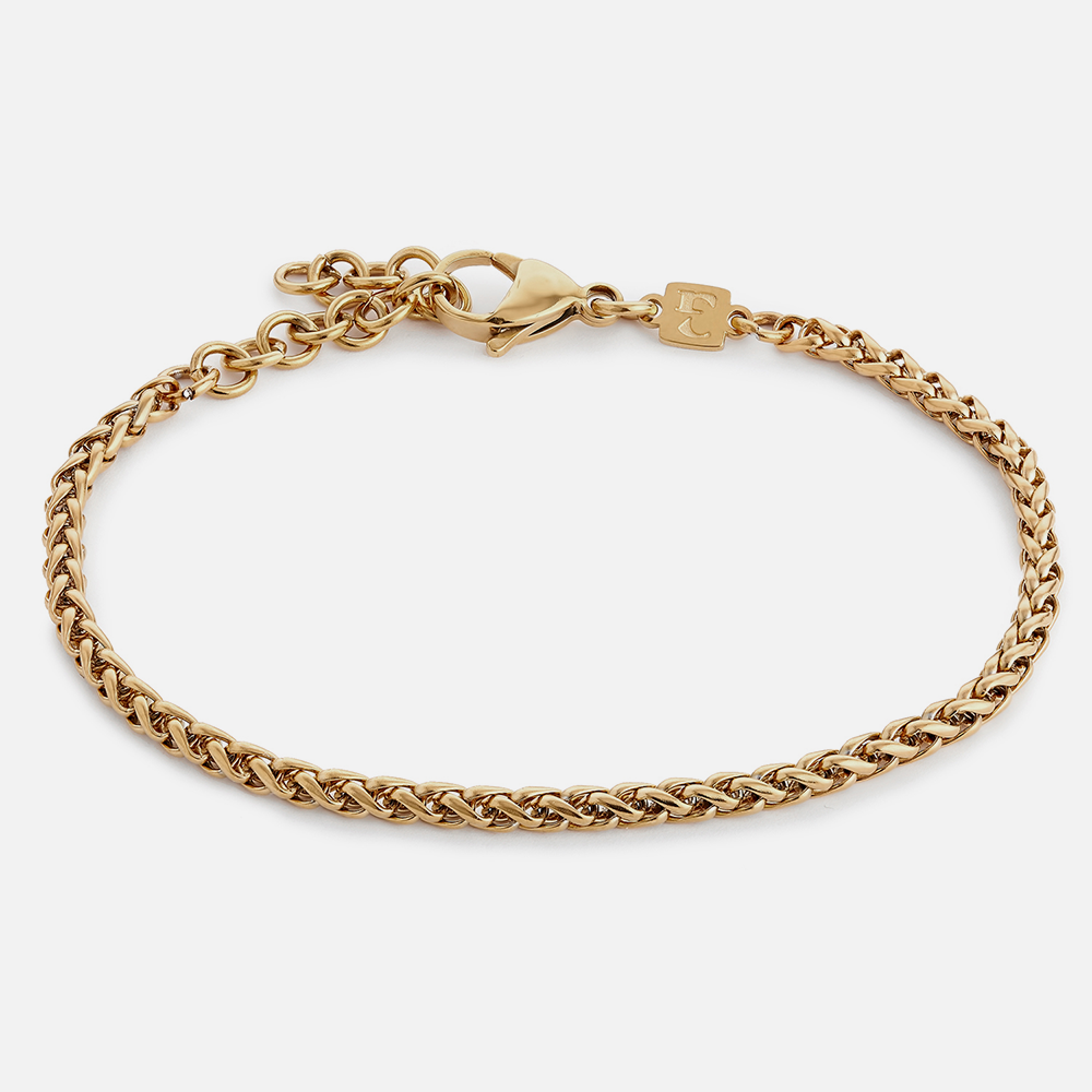 18 K Gold Plated Wheat Link Bracelet