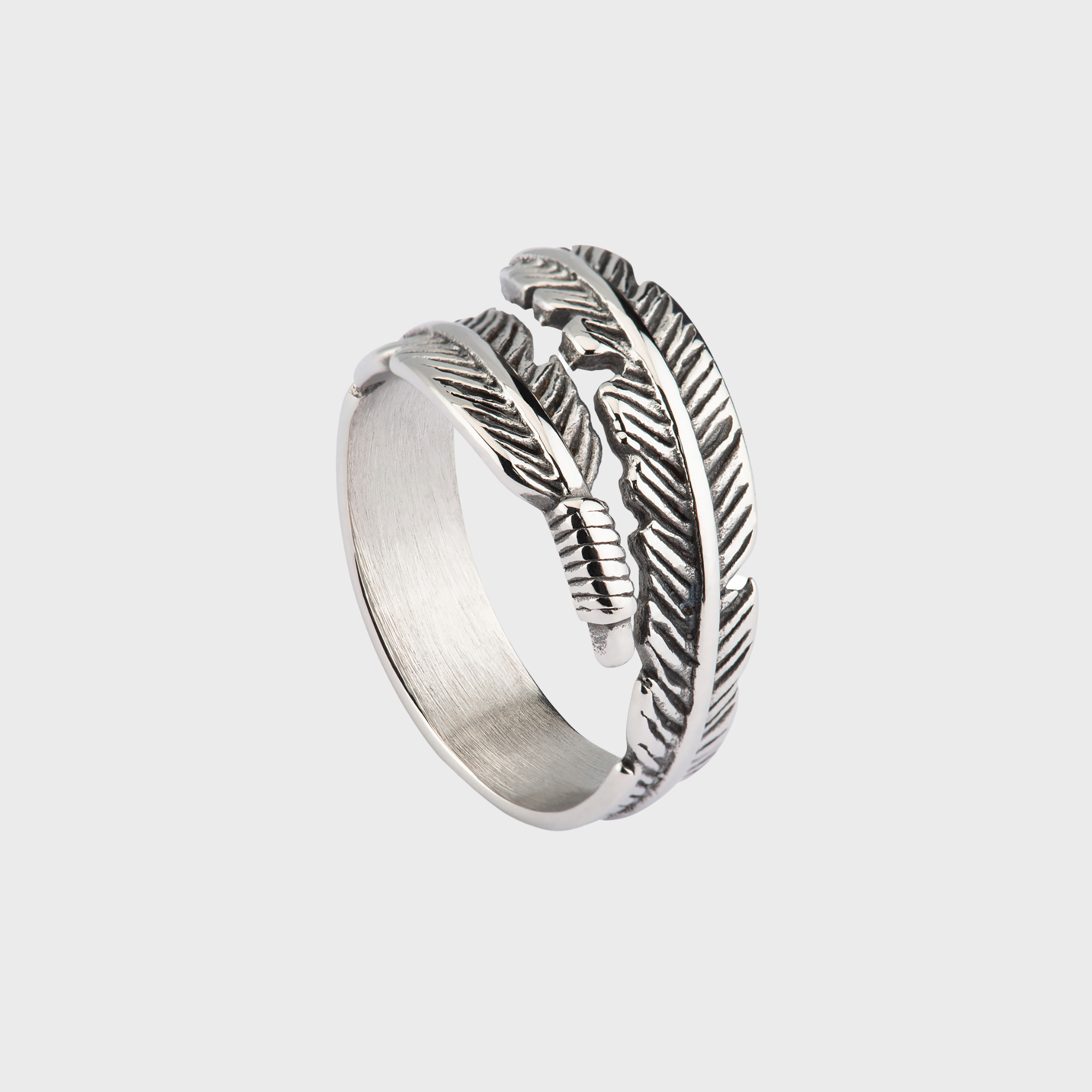 Premium 316L Stainless Steel Feather style ring