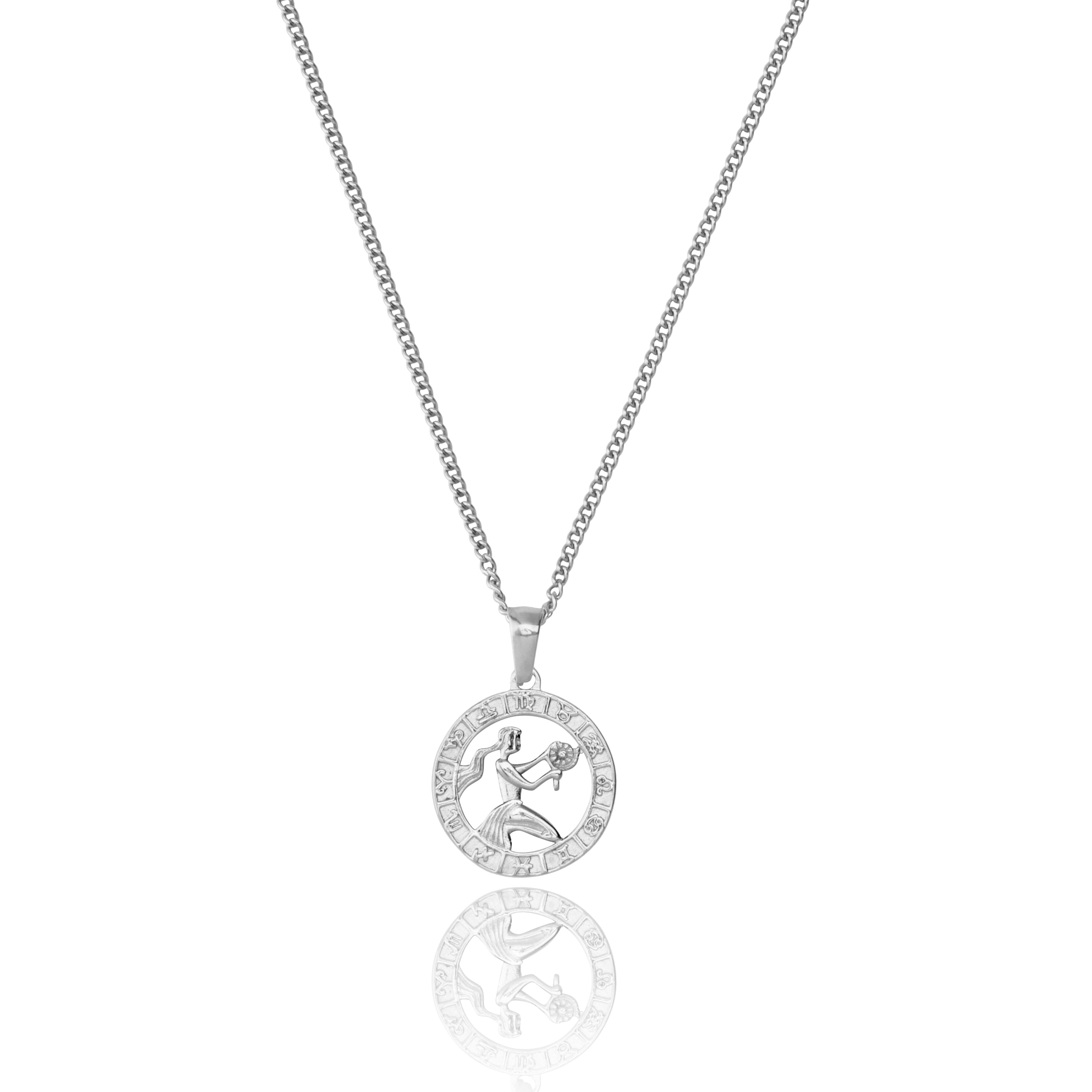 Stainless Steel Virgo Zodiac Pendant and Chain