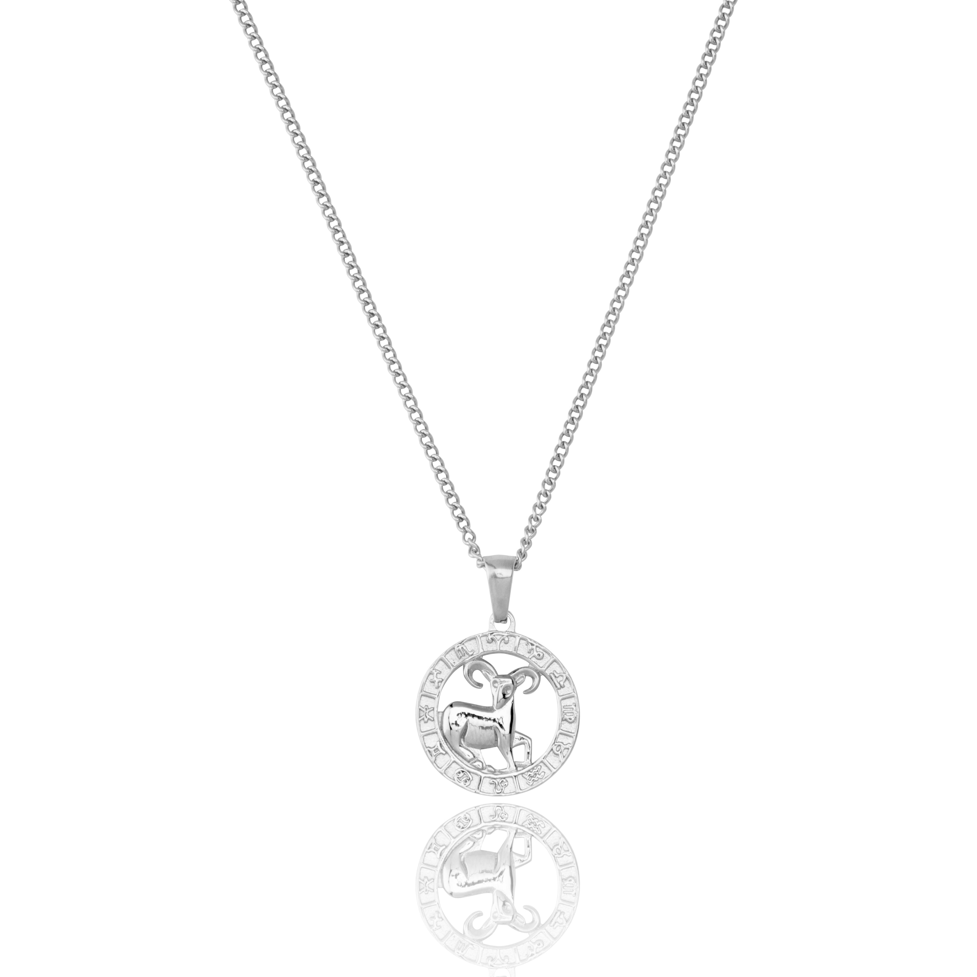 Stainless Steel Aries Zodiac Pendant and Chain.