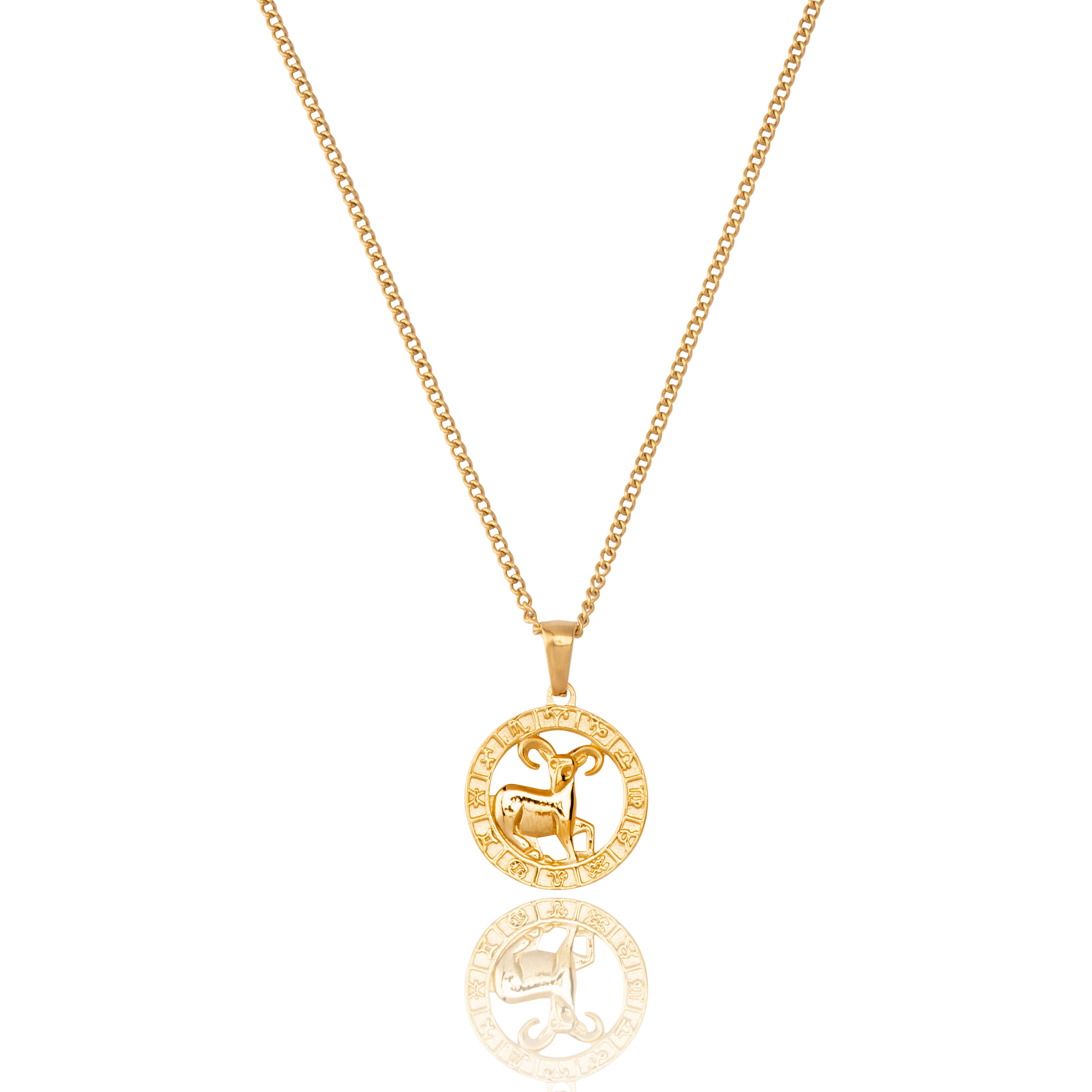 18K Gold Plated Aries Zodiac Pendant and Chain.