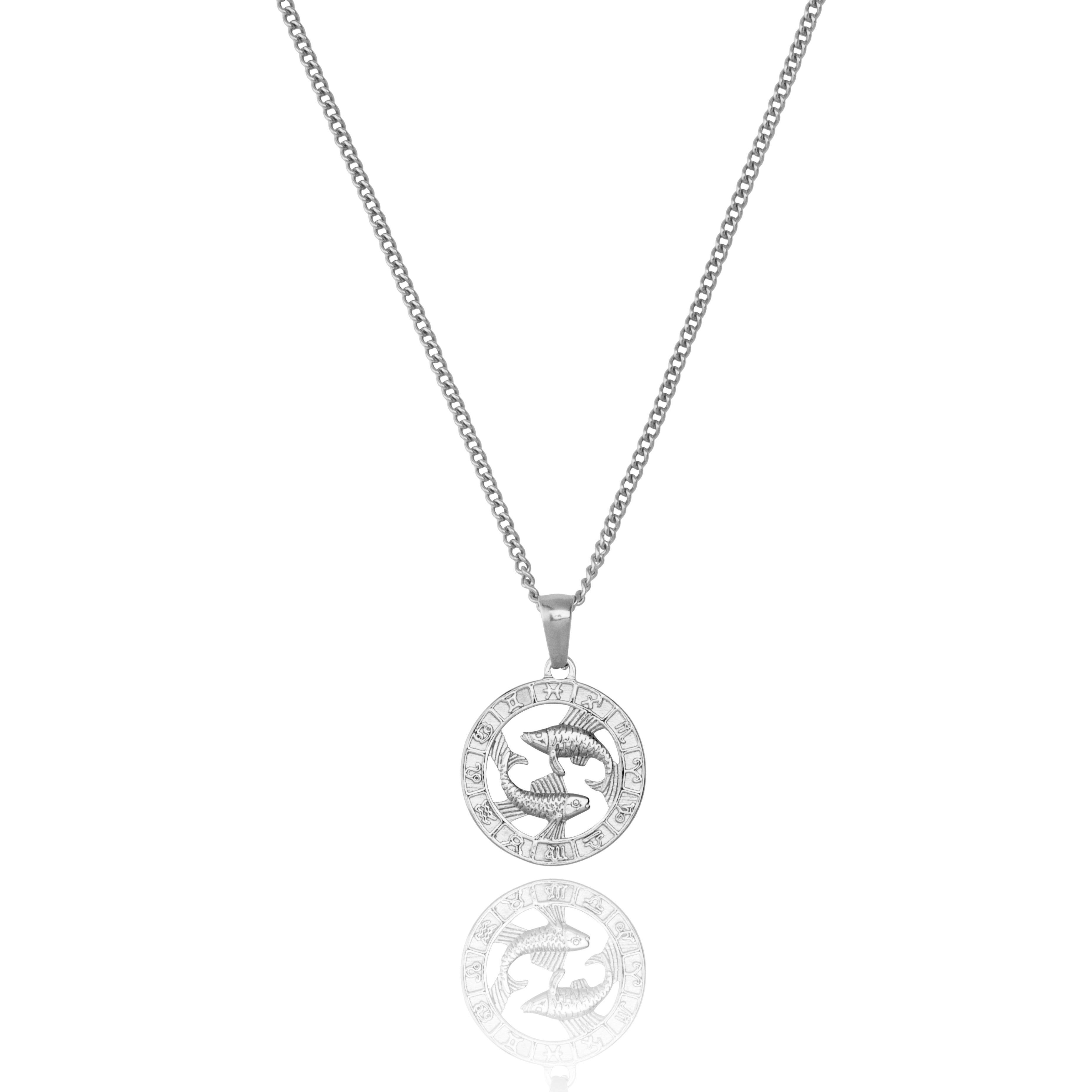 Stainless Steel Pisces Zodiac Pendant and chain