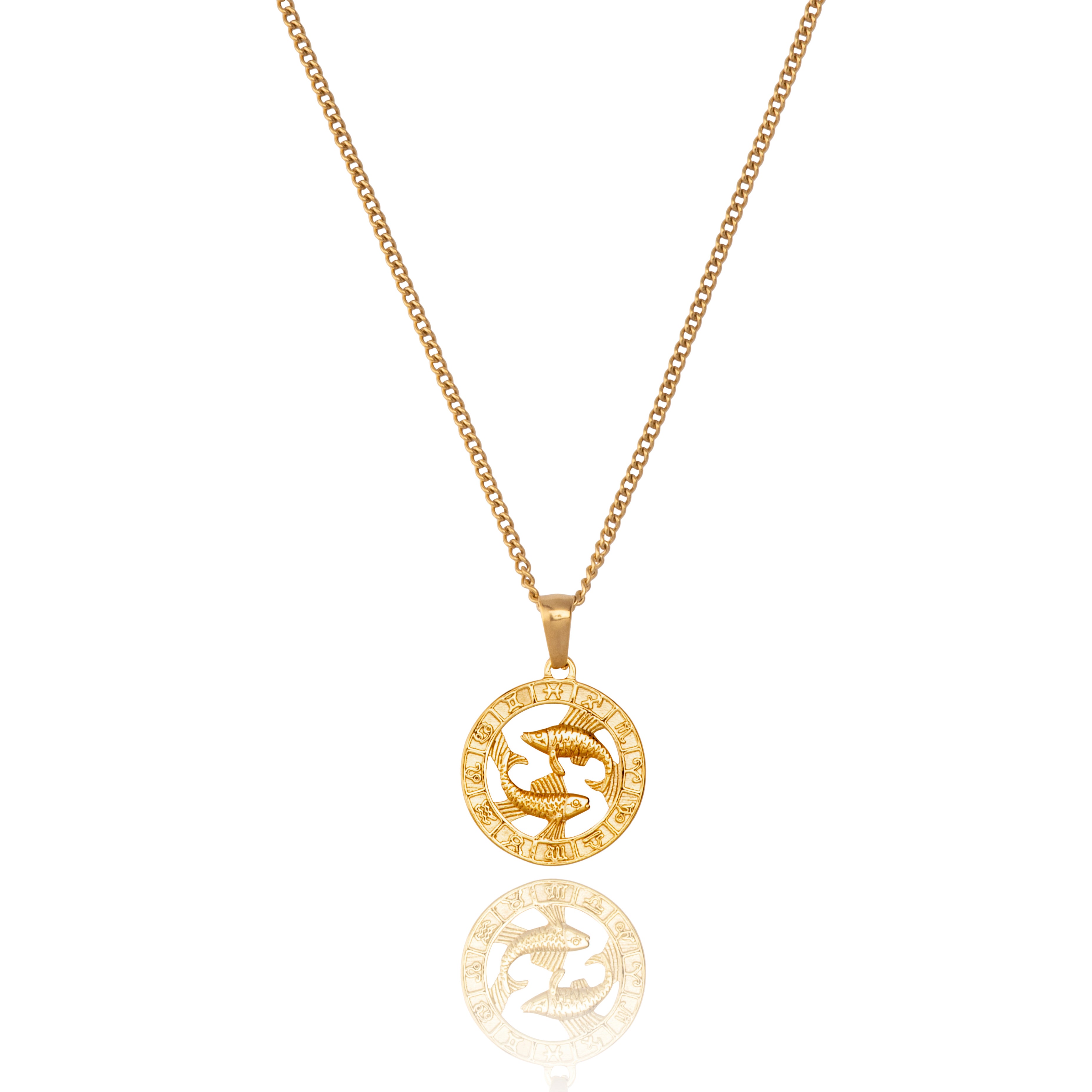 18 K Gold Plated Pisces Zodiac Pendant and chain
