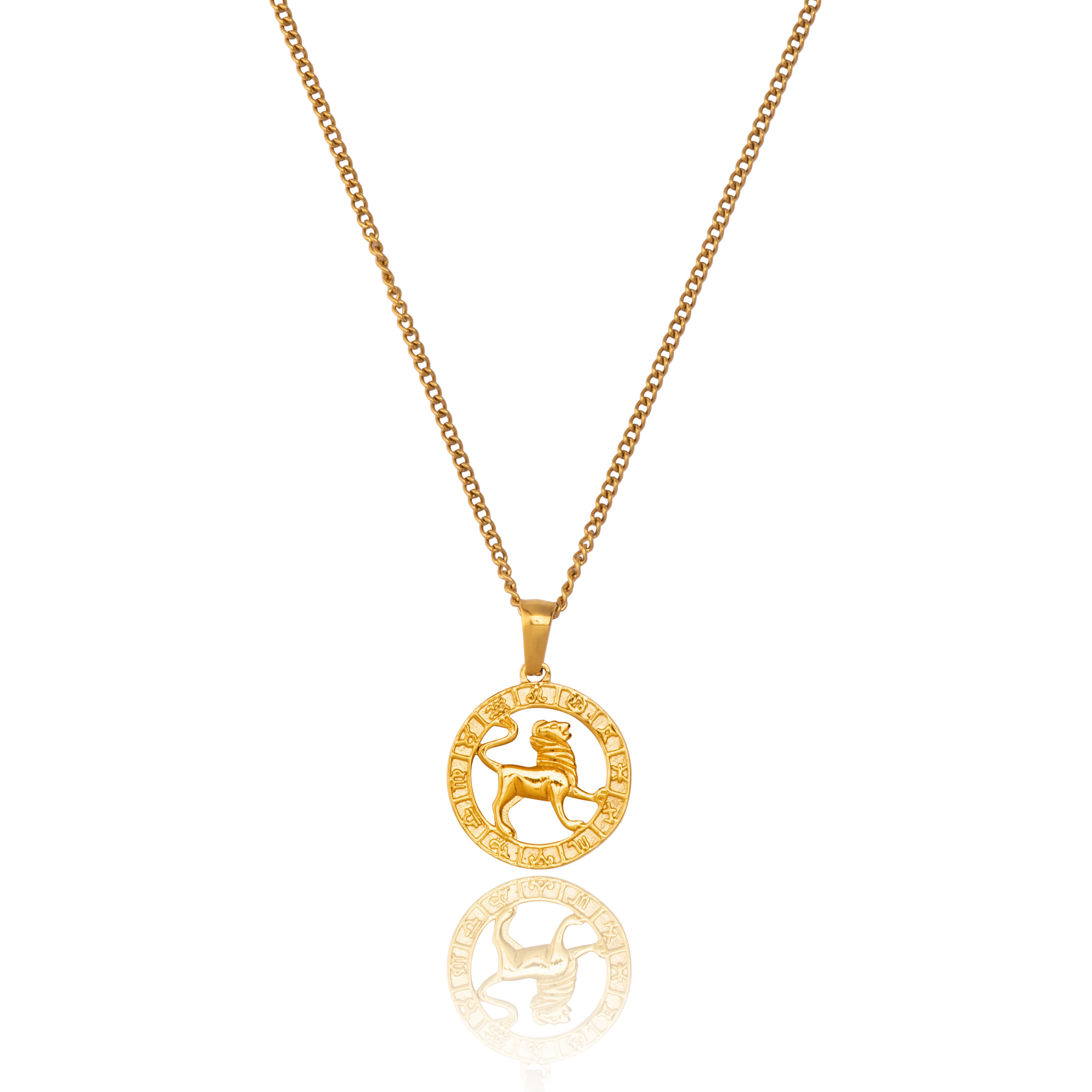 18 K Gold Plated Leo Zodiac Pendant Chain
