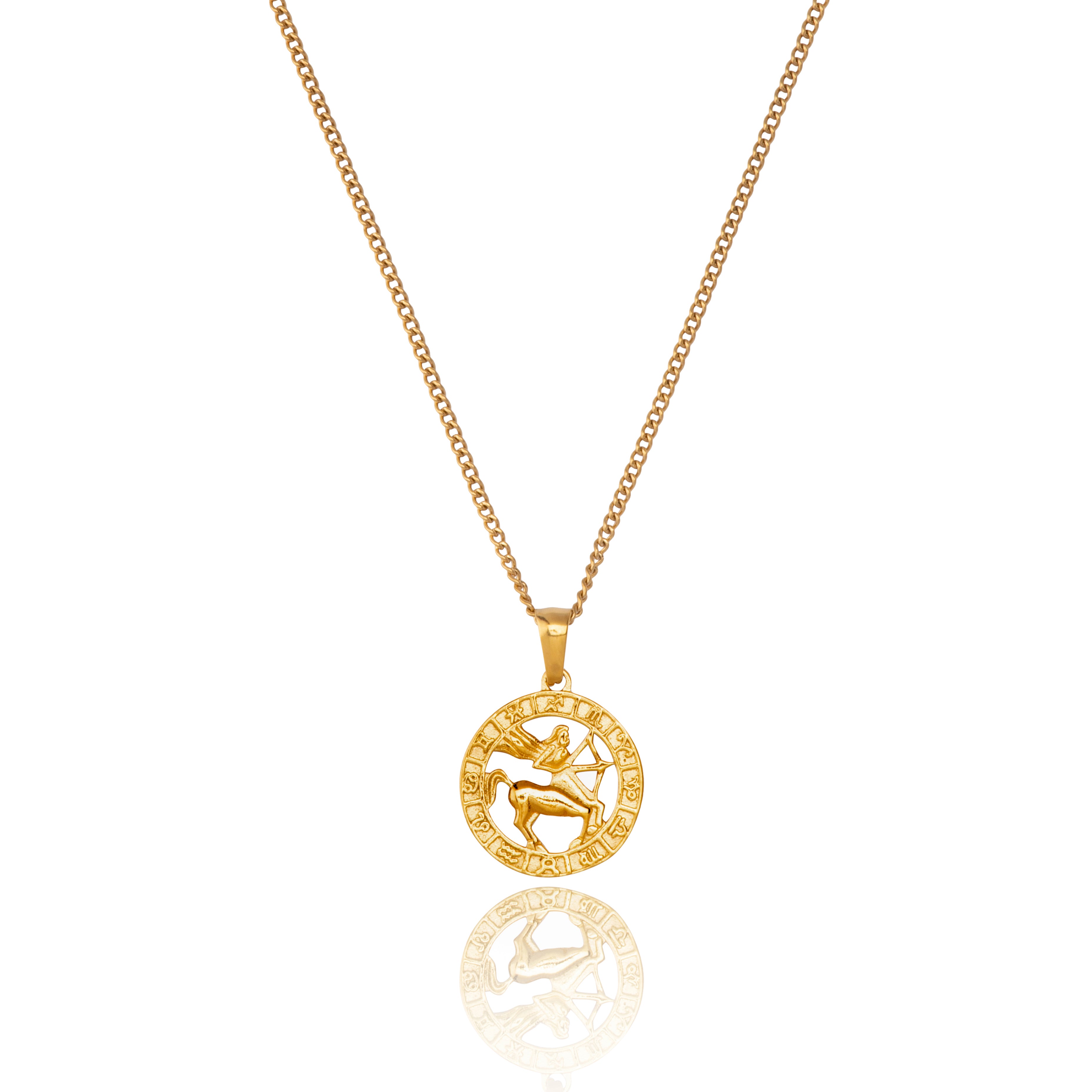 18 K Gold Plated Sagittarius Zodiac Pendant and Chain