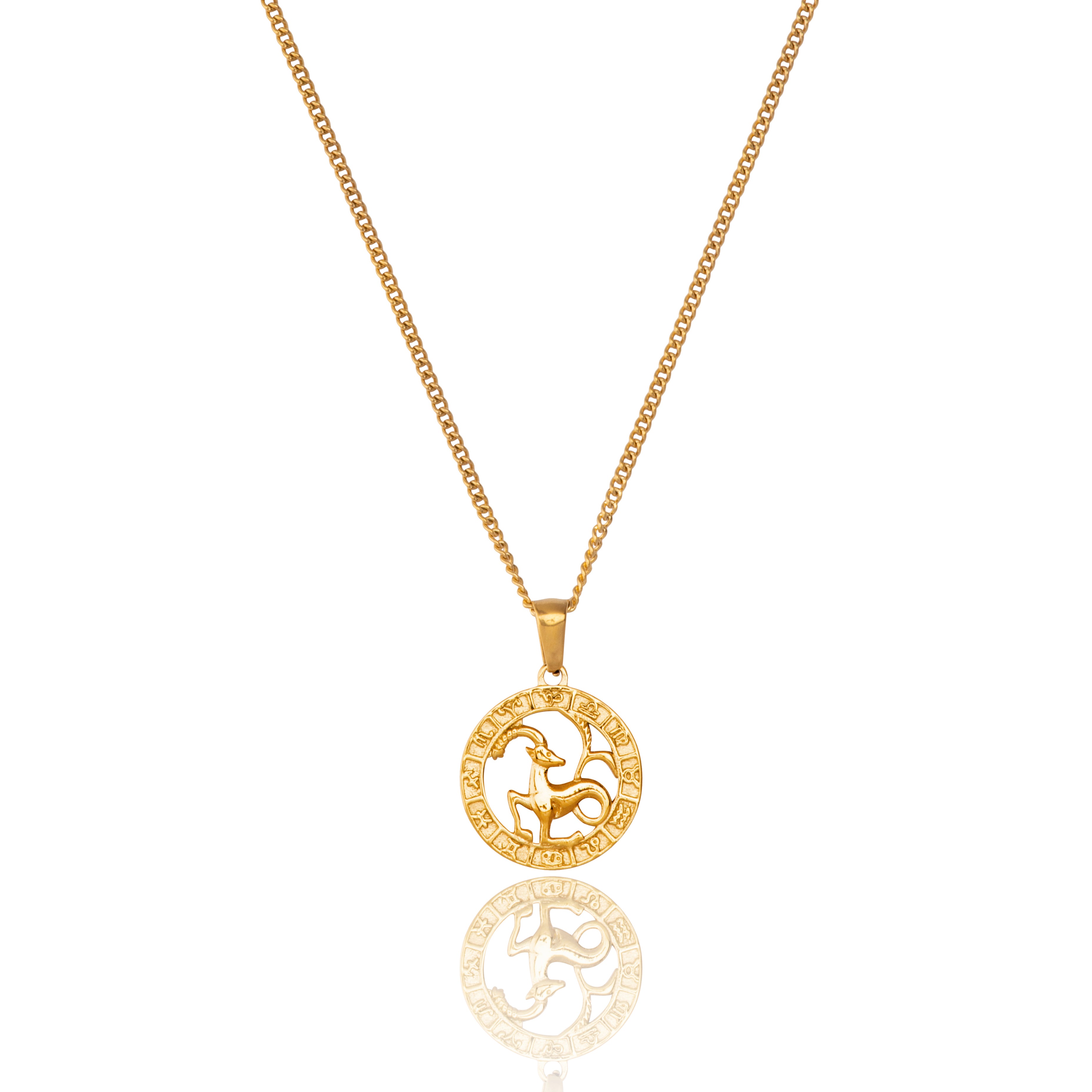 18K Gold Plated Capricorn Zodiac Star Sign Pendant and Chain