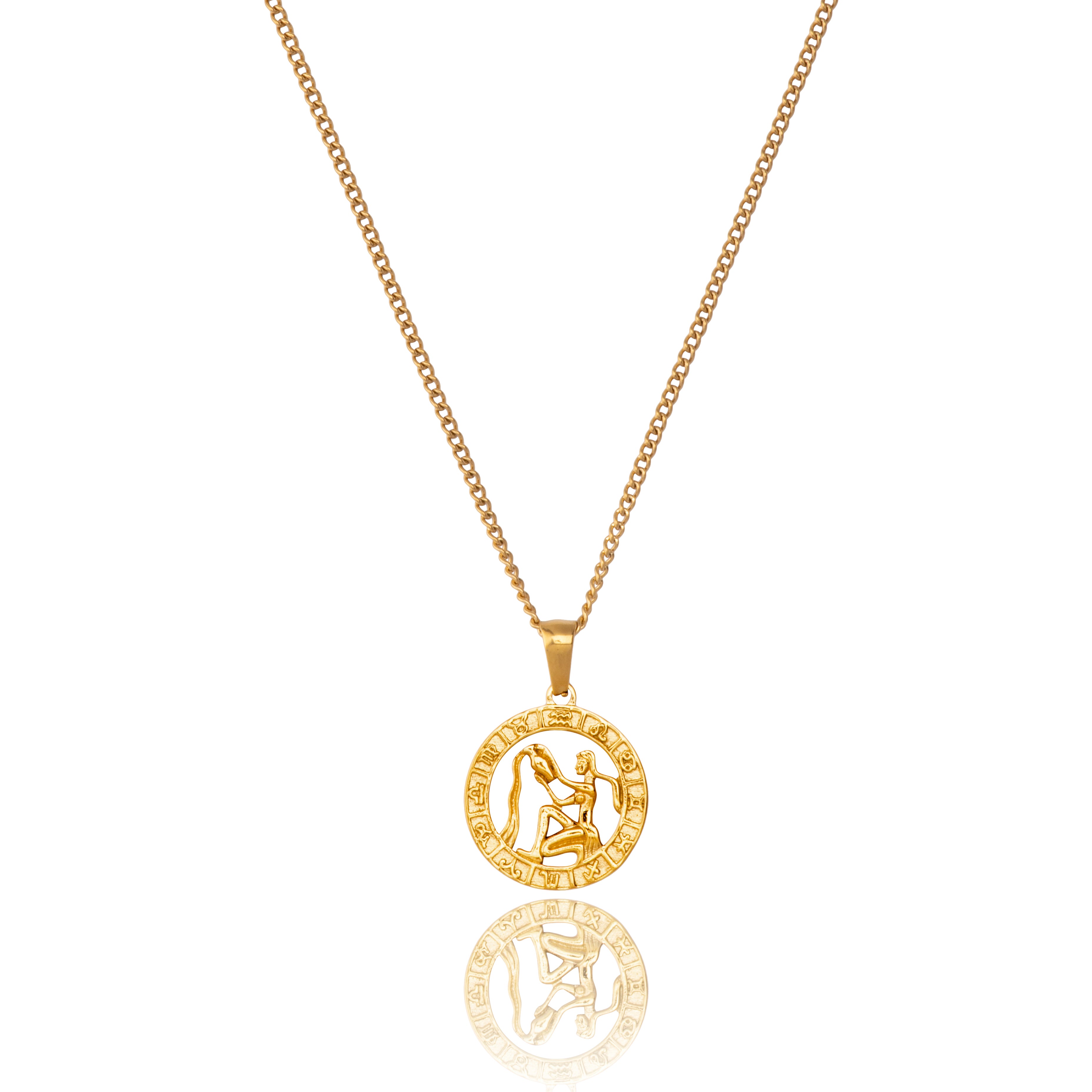 18K Gold Coated Aquarius Pendant and Chain