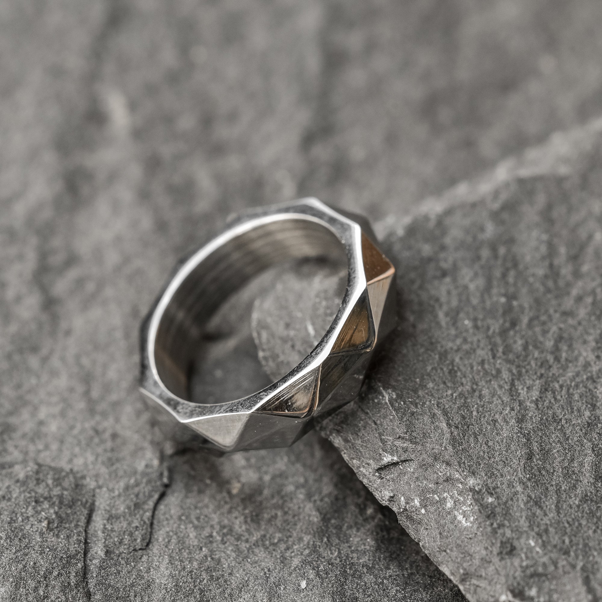 Saar geometric stainless steel ring for men.