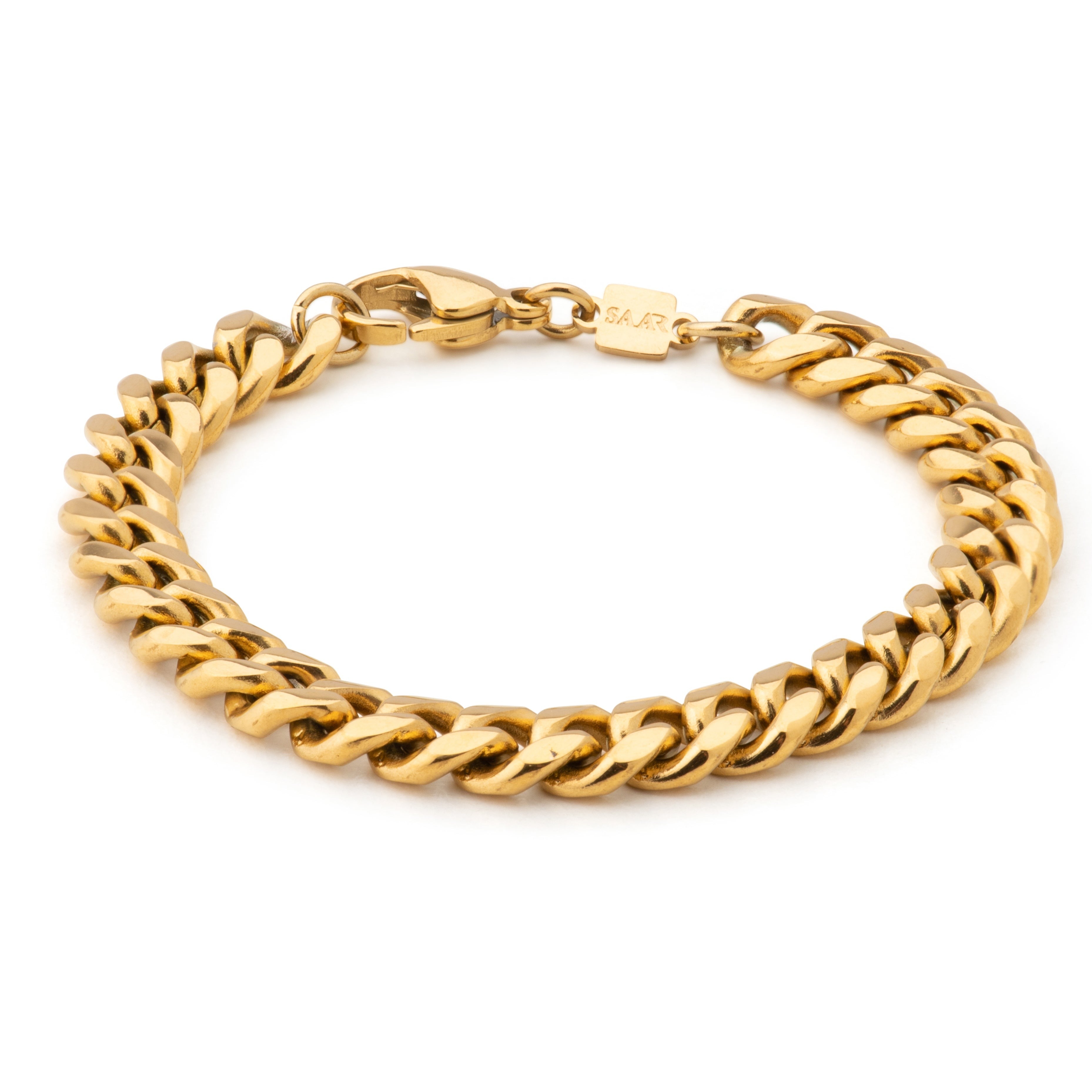 18 K Gold Plated 8mm Cuban Link Bracelet with Lobster Clasp