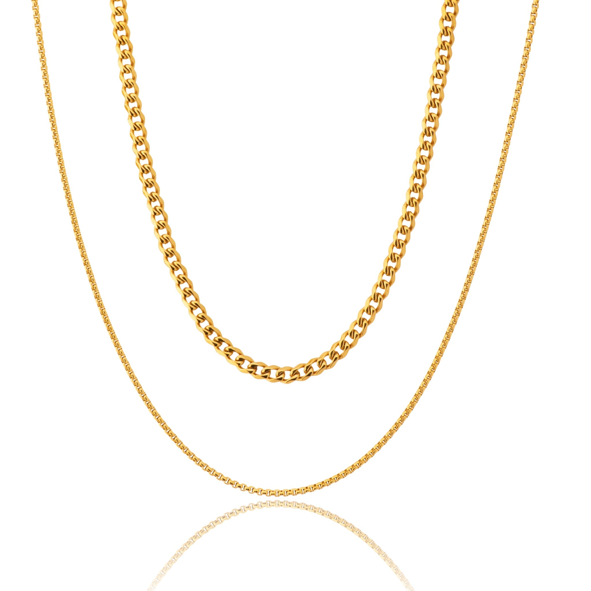 18 K Gold Plated Cuban chain and Box chain set