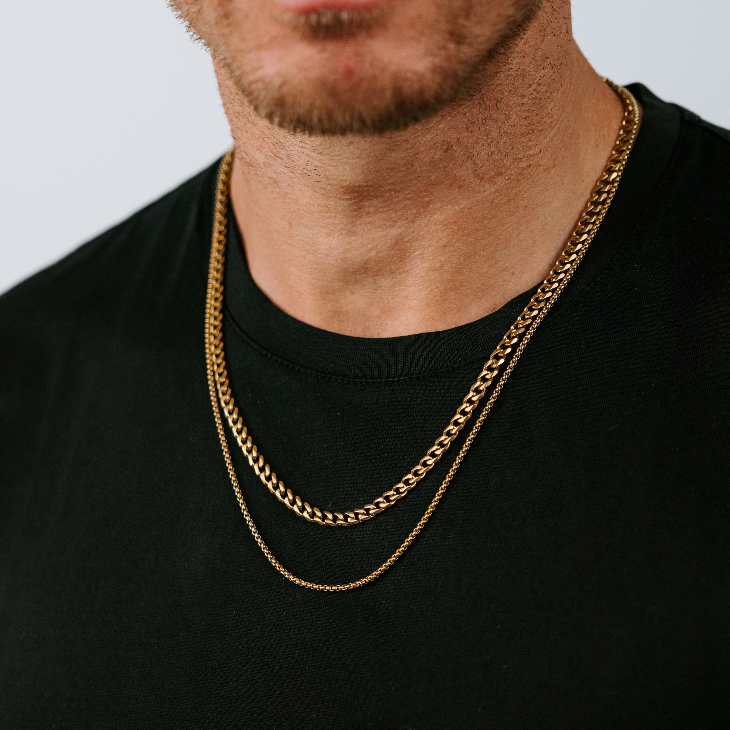 18 K Gold Plated Cuban chain and Box chain set