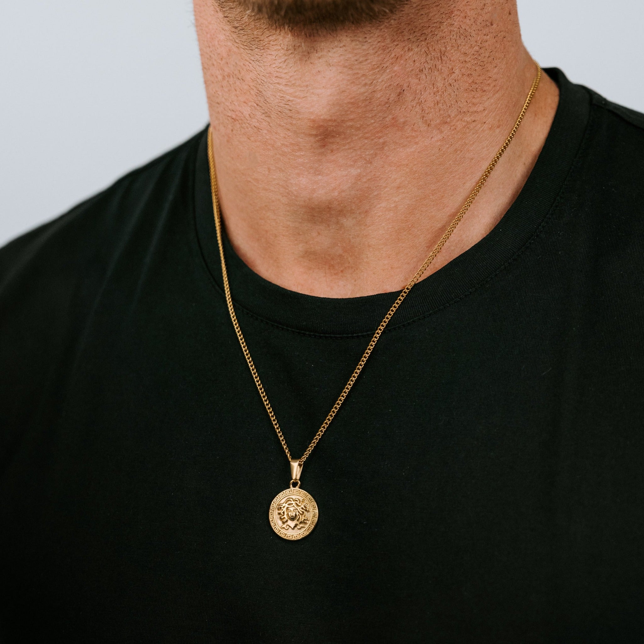 18K Gold Plated Medusa Head Pendant and chain