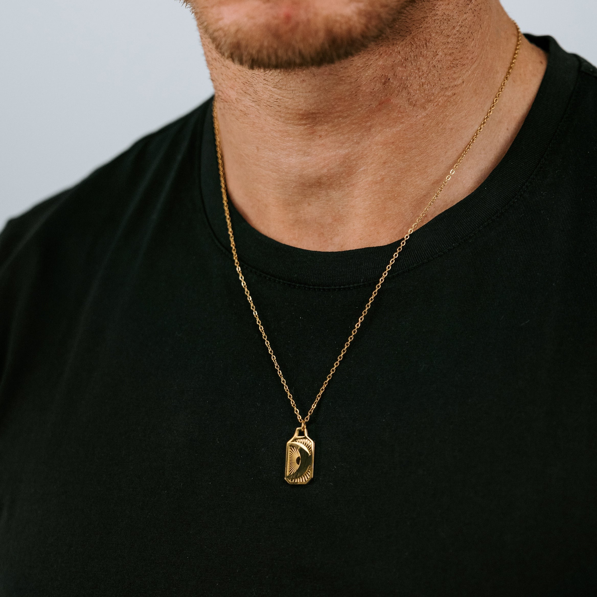 18 K Gold Plated Crescent Moon Pendant and Chain