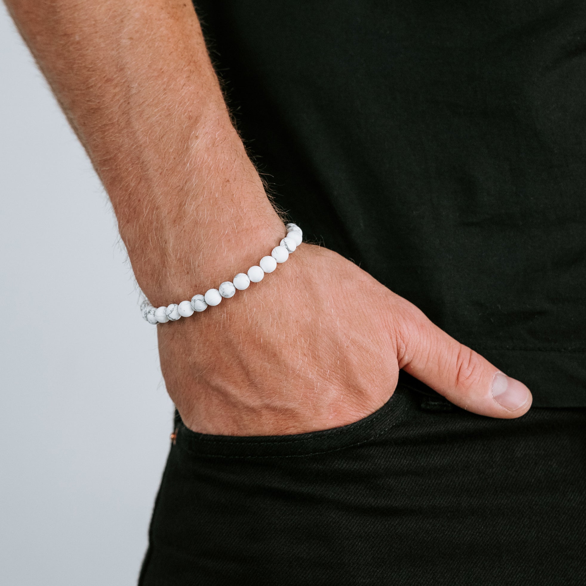 Howlite white and light grey gemstone Bracelet for Men