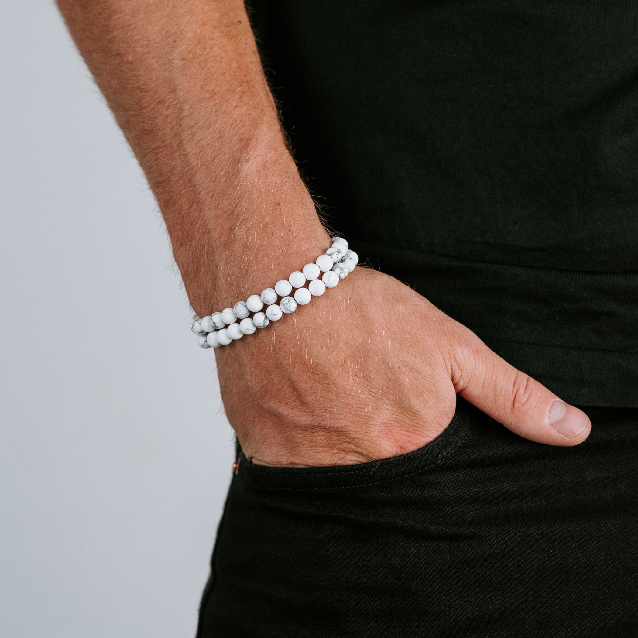Howlite gemstone Bracelet for Men double